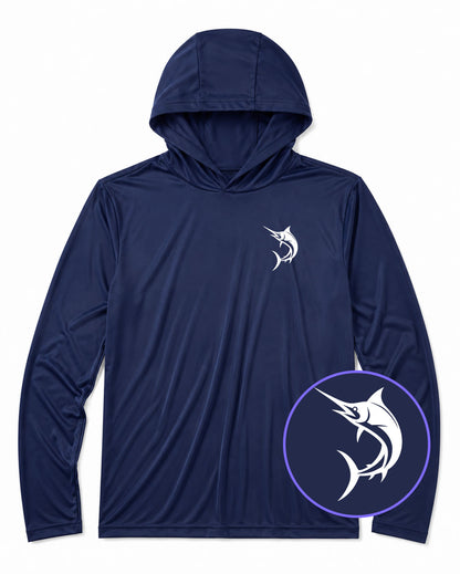 Navy Blue Marlin Fish Men's Lightweight Performance Golf Hoodie