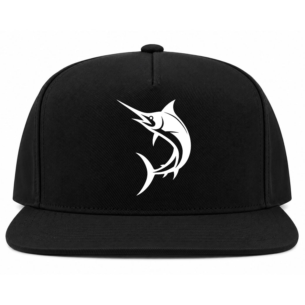 Black Marlin Fish Golf Snapback Hat