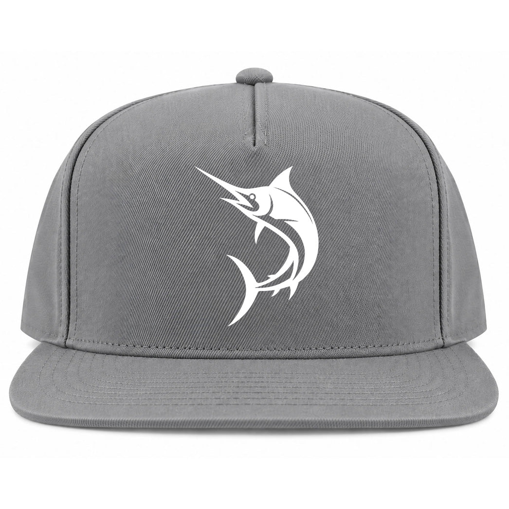 Grey Marlin Fish Golf Snapback Hat