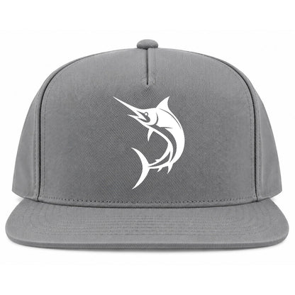 Grey Marlin Fish Golf Snapback Hat
