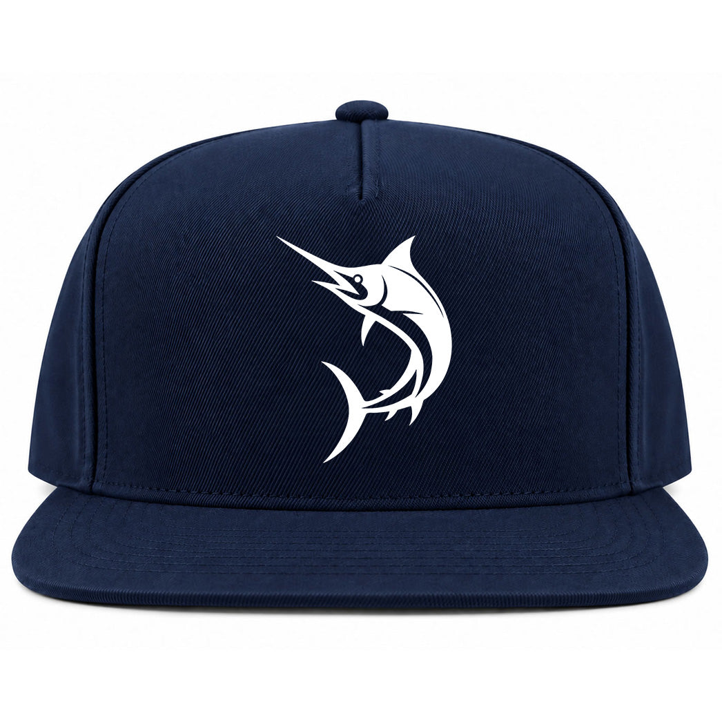 Navy Blue Marlin Fish Golf Snapback Hat