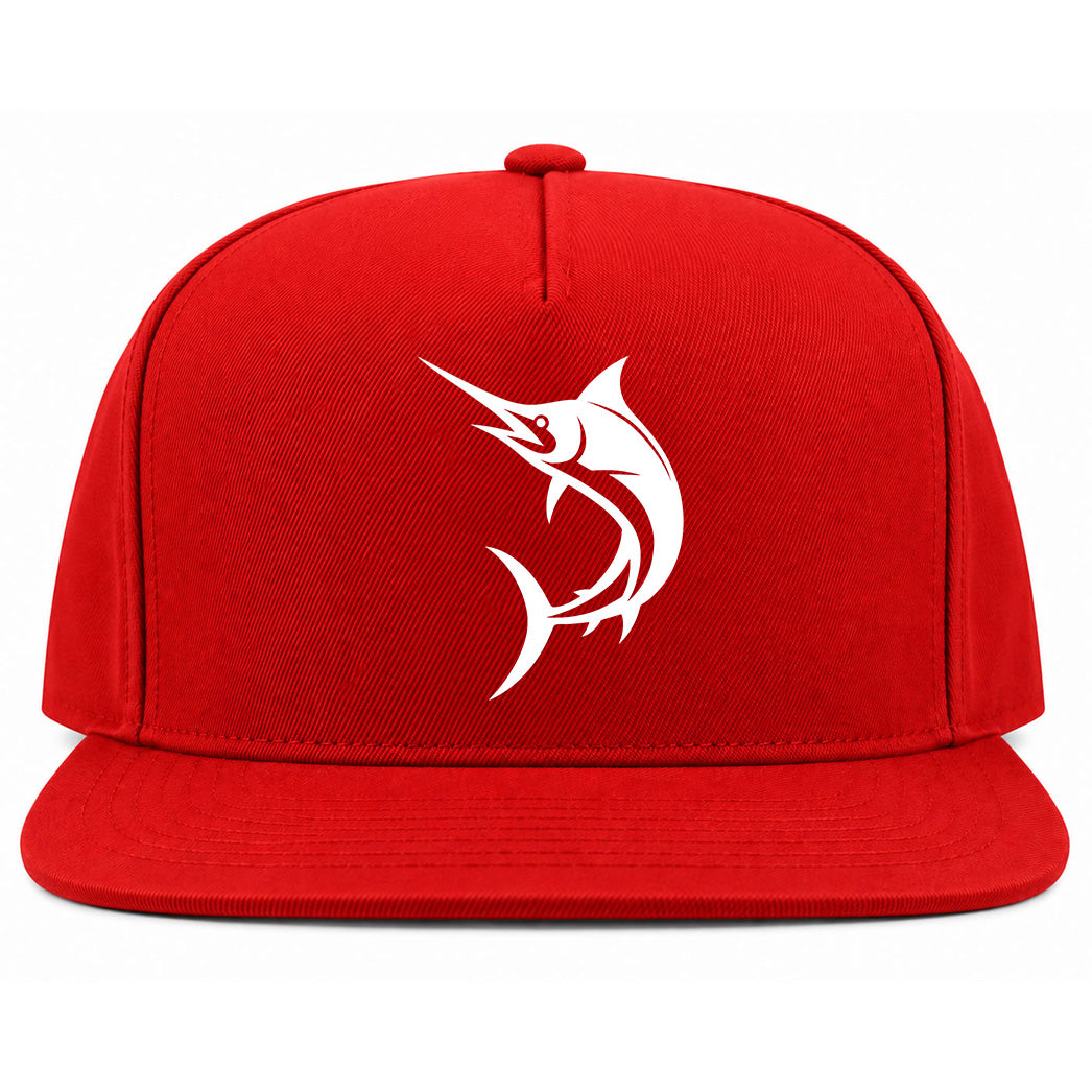 Red Marlin Fish Golf Snapback Hat