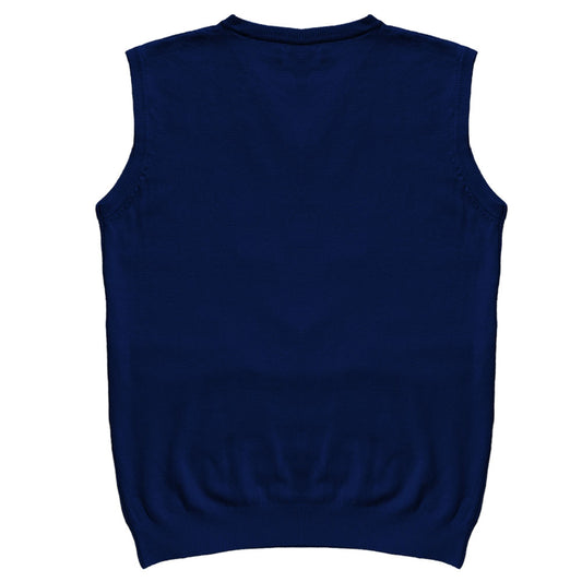 Solid Navy Blue Mens V-Neck Sweater Vest Back