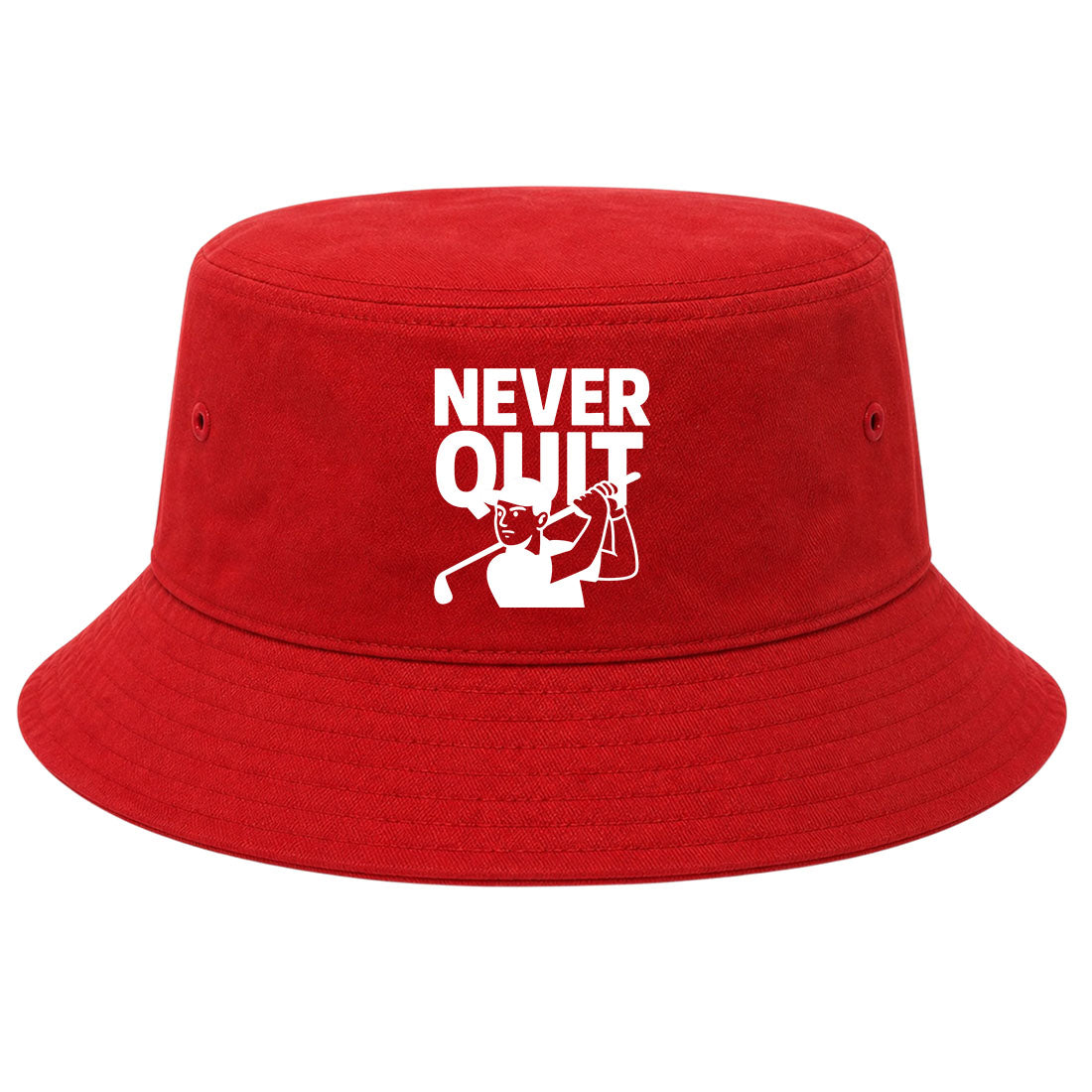 Red Never Quit Golfer Golf Bucket Hat