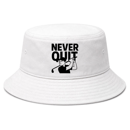 White Never Quit Golfer Golf Bucket Hat