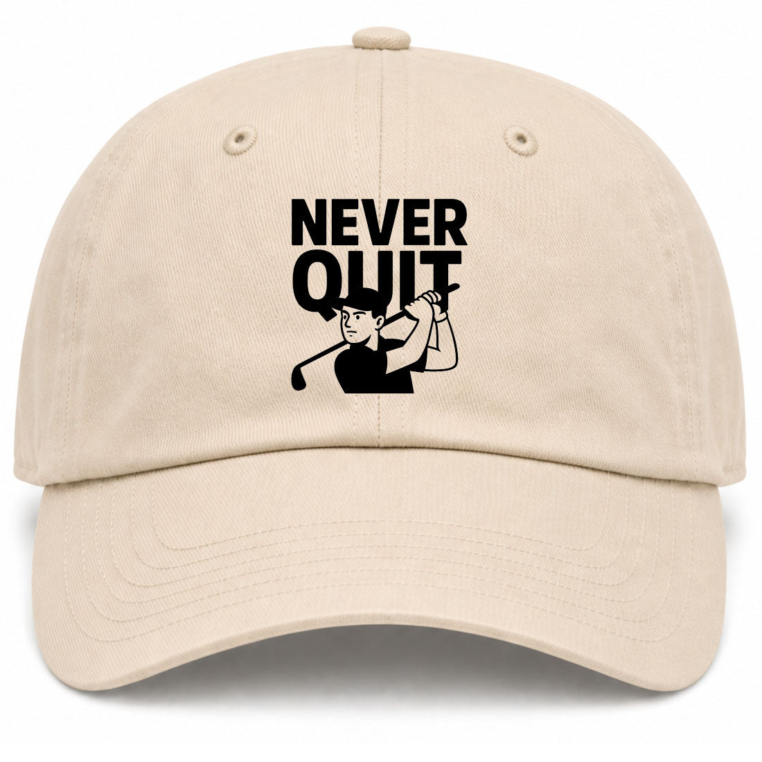 Beige Never Quit Golfer Golf Dad Hat
