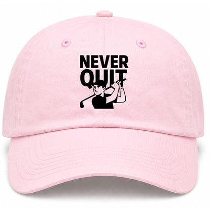 Pink Never Quit Golfer Golf Dad Hat