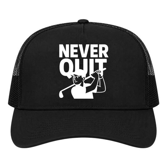 Black Never Quit Golfer Golf Trucker Hat