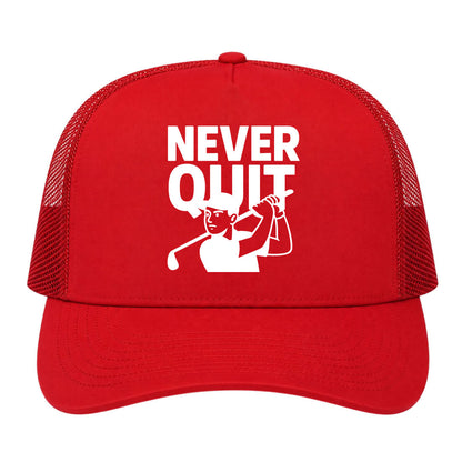 Red Never Quit Golfer Golf Trucker Hat