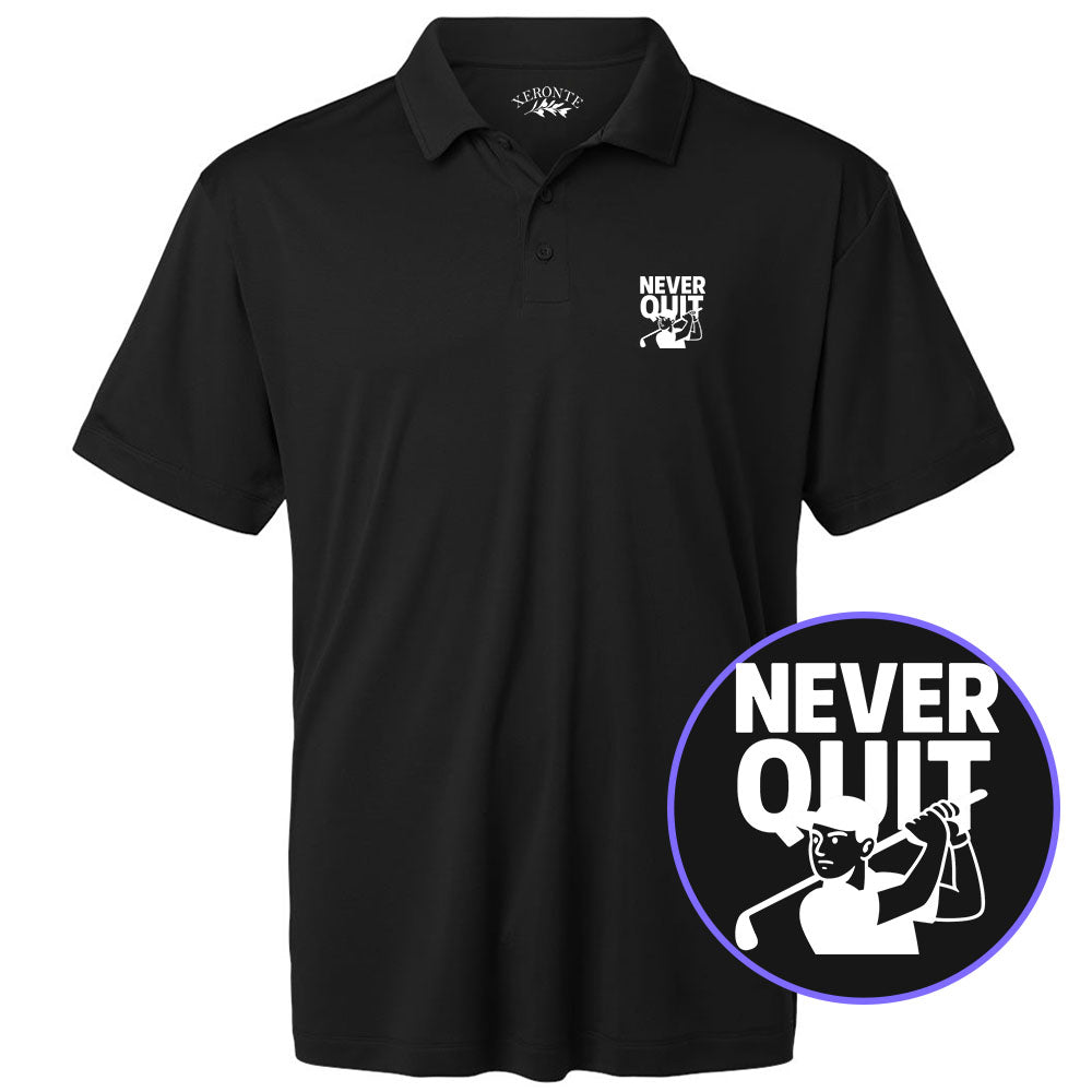 Black Never Quit Golfer Men's Golf Polo Shirt