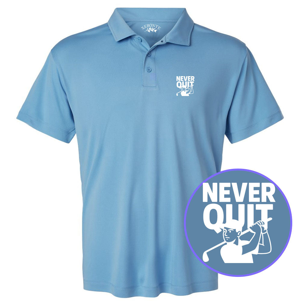 Carolina Blue Never Quit Golfer Men's Golf Polo Shirt