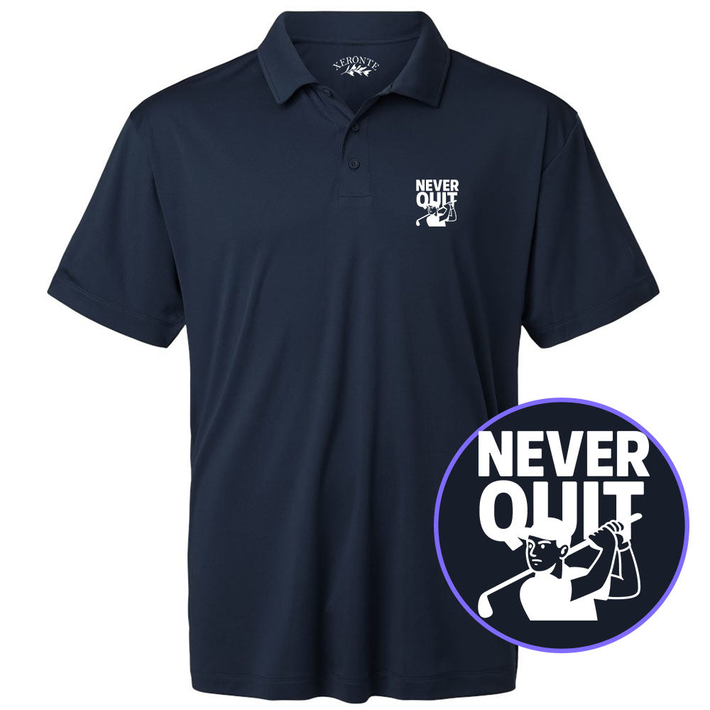 Navy Blue Never Quit Golfer Men's Golf Polo Shirt