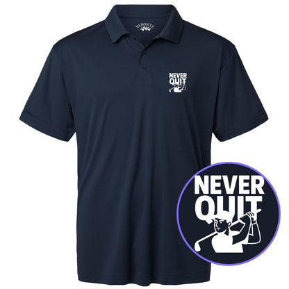 Navy Blue Never Quit Golfer Men's Golf Polo Shirt