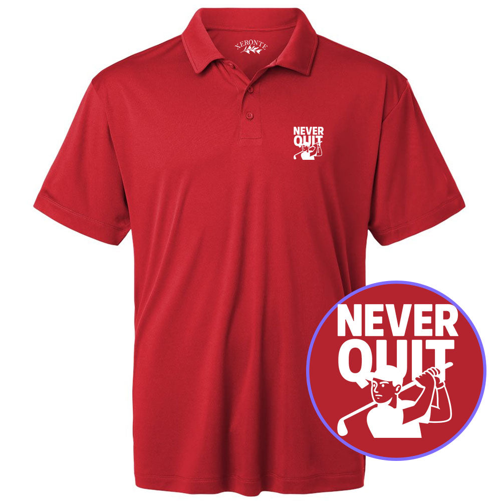 Red Never Quit Golfer Men's Golf Polo Shirt