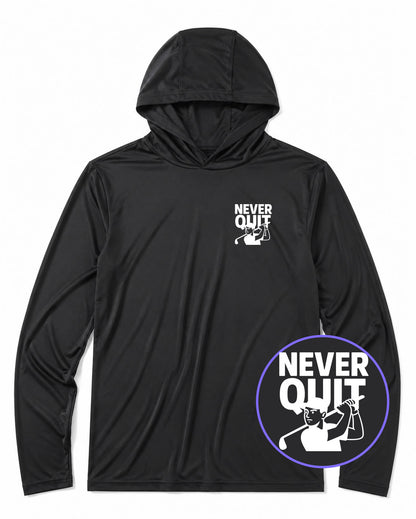 Black Never Quit Golfer Men's Lightweight Performance Golf Hoodie