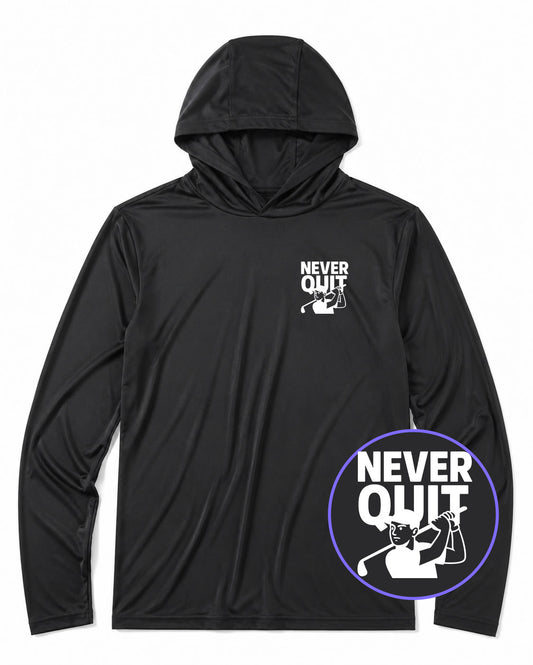 Black Never Quit Golfer Men's Lightweight Performance Golf Hoodie