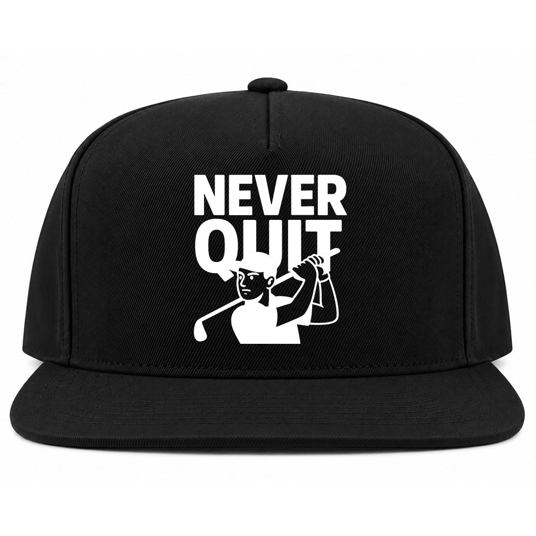Black Never Quit Golfer Golf Snapback Hat