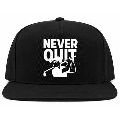 Black Never Quit Golfer Golf Snapback Hat