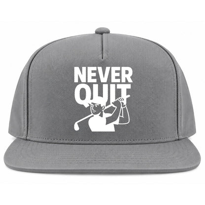 Grey Never Quit Golfer Golf Snapback Hat