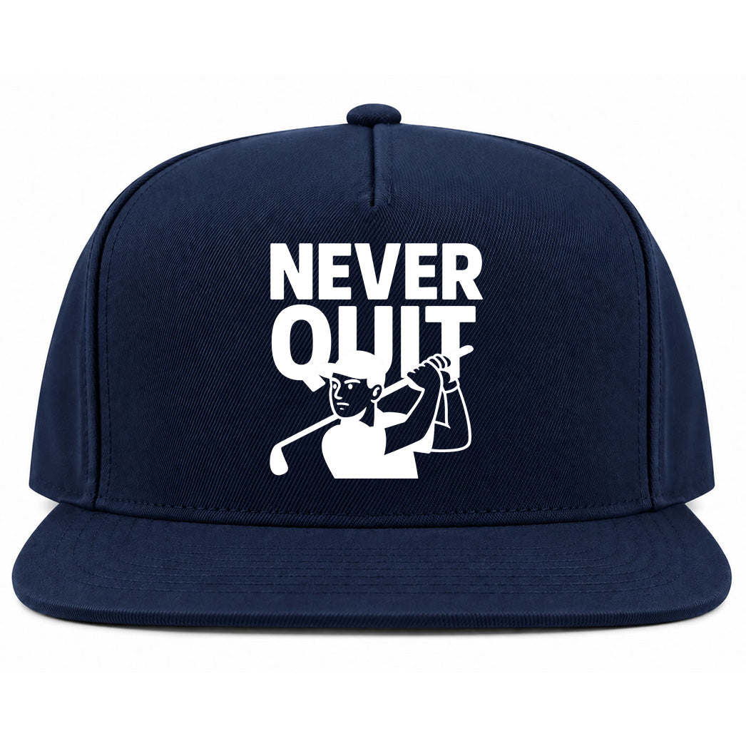 Navy Blue Never Quit Golfer Golf Snapback Hat