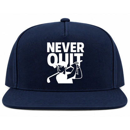 Navy Blue Never Quit Golfer Golf Snapback Hat