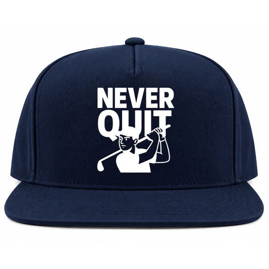 Navy Blue Never Quit Golfer Golf Snapback Hat