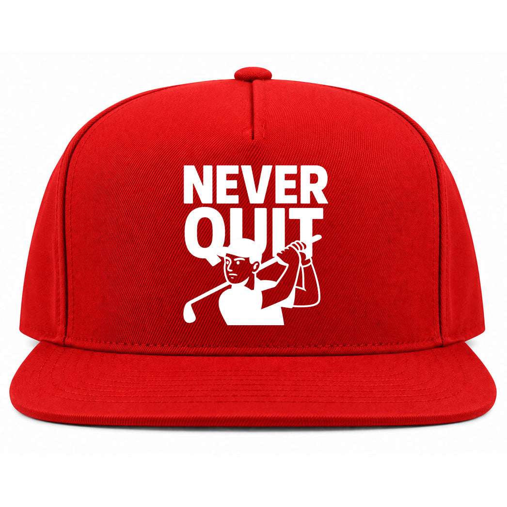 Red Never Quit Golfer Golf Snapback Hat