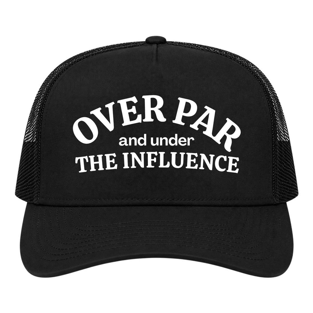 Black Over Par Under The Influence Golf Trucker Hat