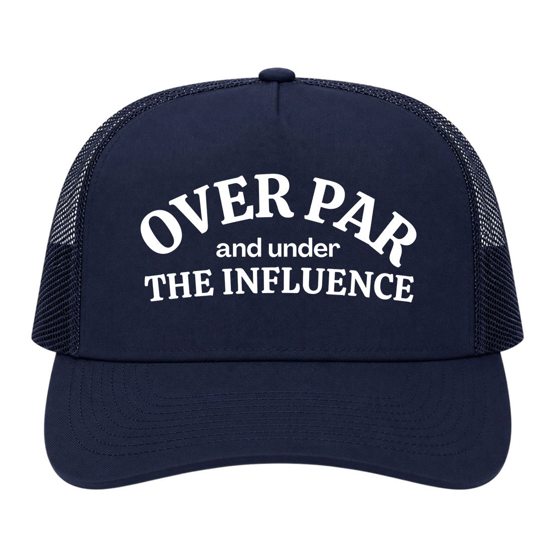 Navy Blue Over Par Under The Influence Golf Trucker Hat