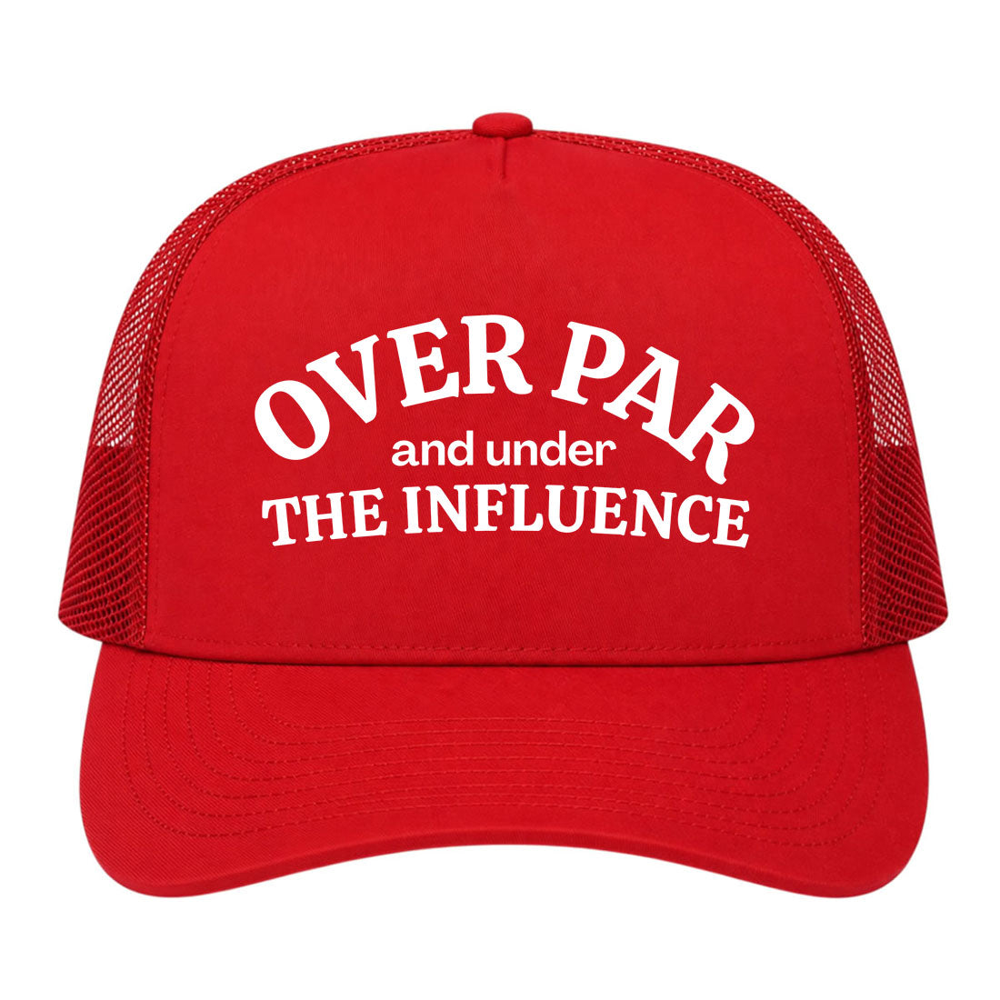 Red Over Par Under The Influence Golf Trucker Hat