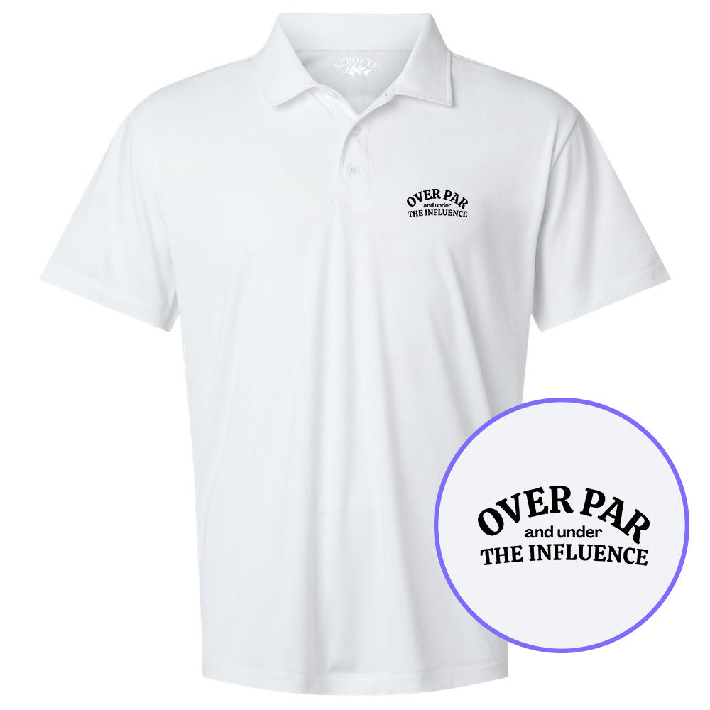 White Over Par Under The Influence Men's Golf Polo Shirt