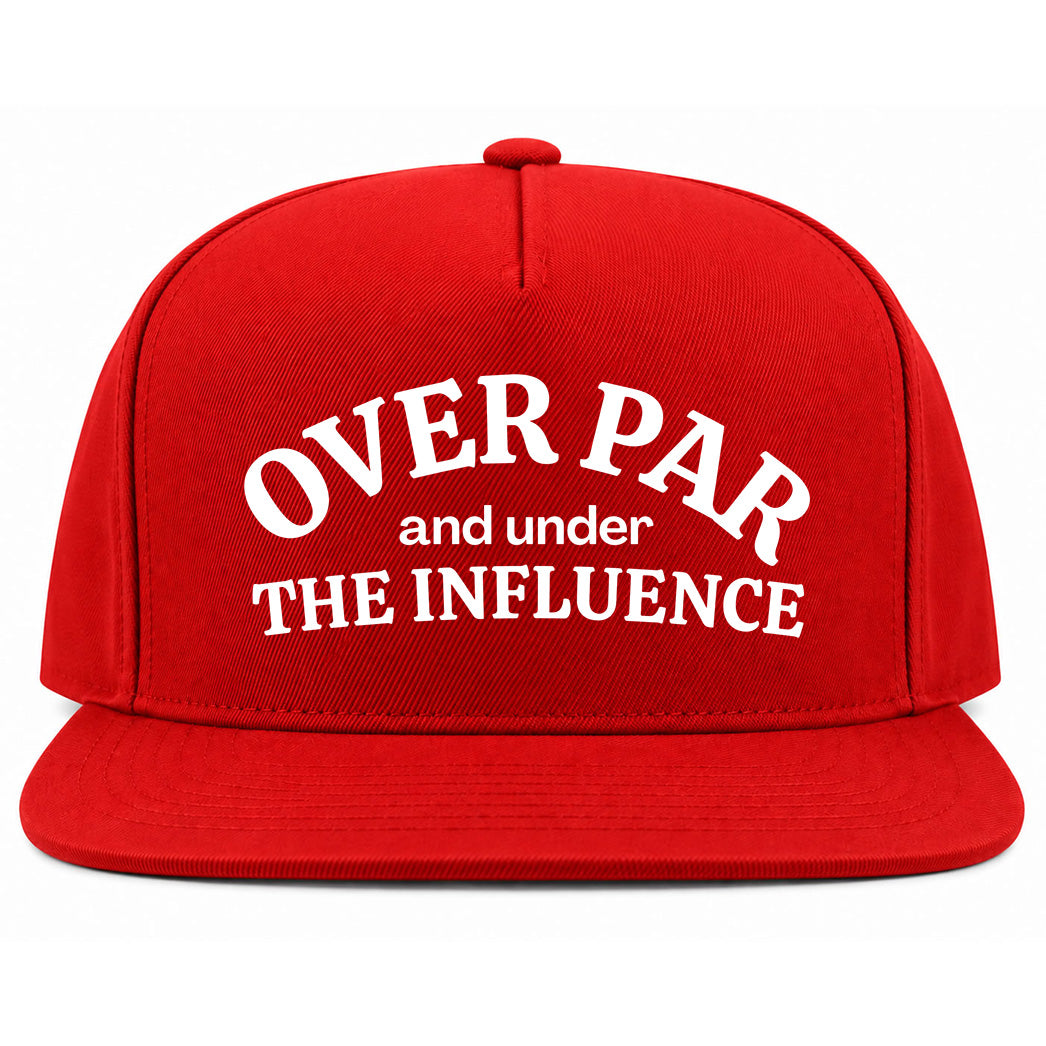 Red Over Par Under The Influence Golf Snapback Hat