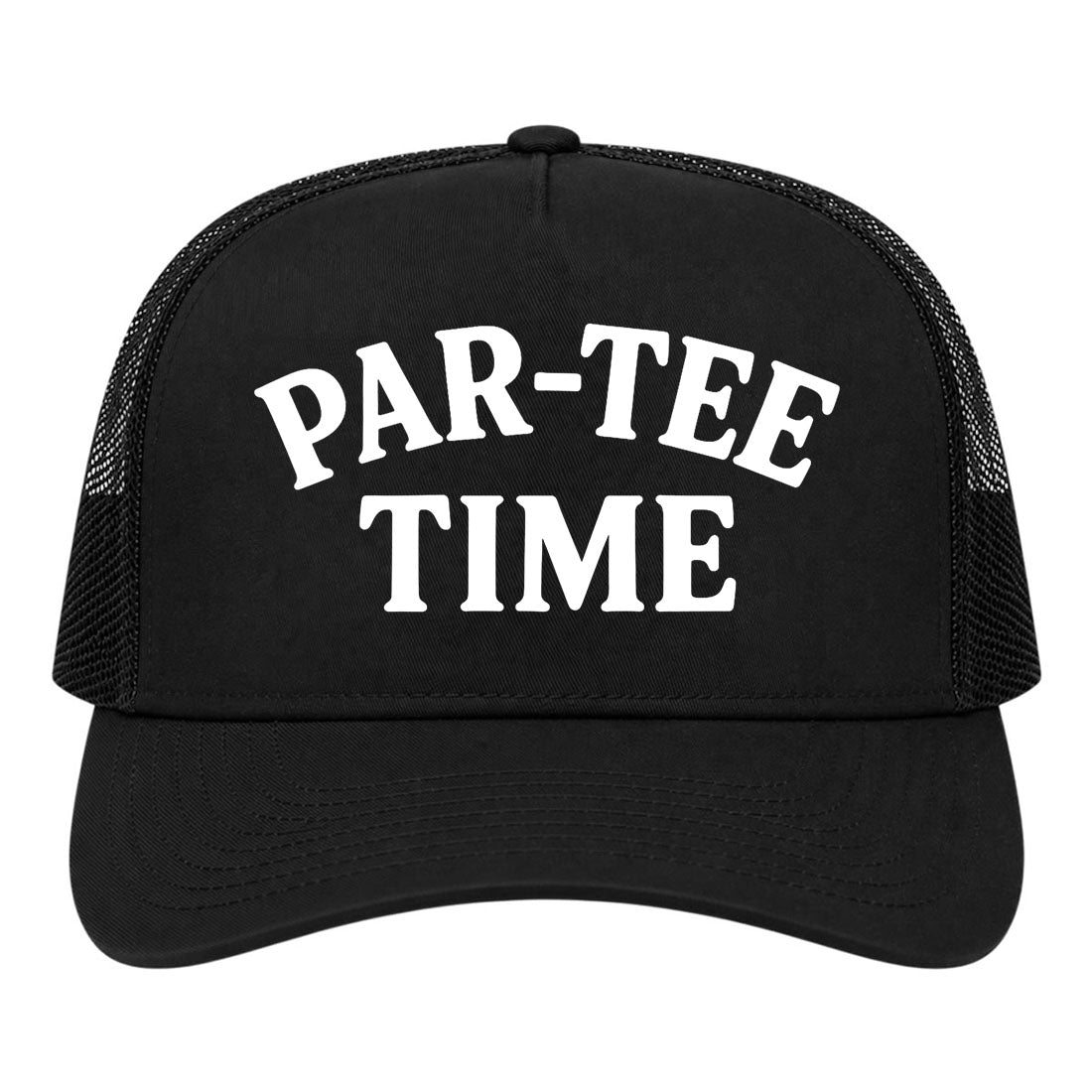 Black Par Tee Time Funny Golf Trucker Hat