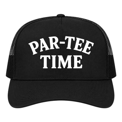 Black Par Tee Time Funny Golf Trucker Hat
