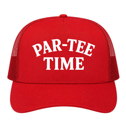 Red Par Tee Time Funny Golf Trucker Hat