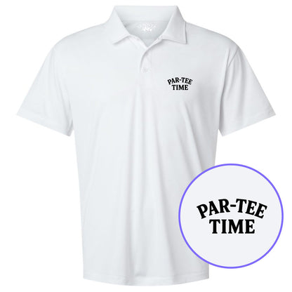 White Par Tee Time Funny Men's Golf Polo Shirt