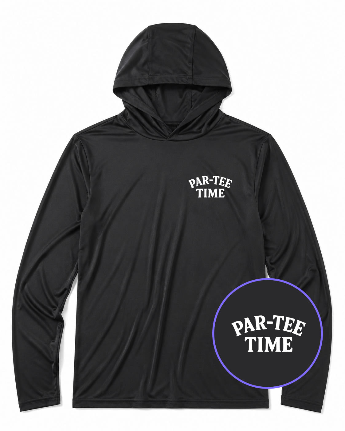 Black Par Tee Time Funny Men's Lightweight Performance Golf Hoodie