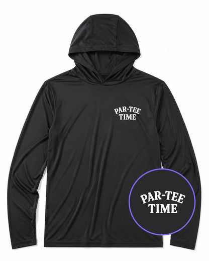 Black Par Tee Time Funny Men's Lightweight Performance Golf Hoodie