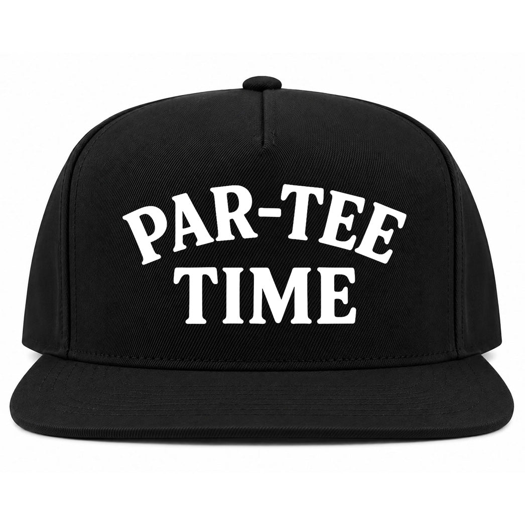 Black Par Tee Time Funny Golf Snapback Hat