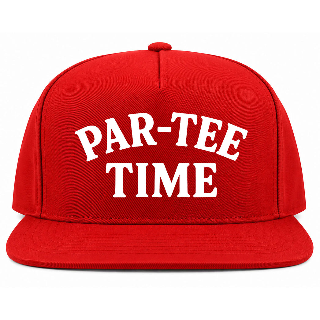 Red Par Tee Time Funny Golf Snapback Hat