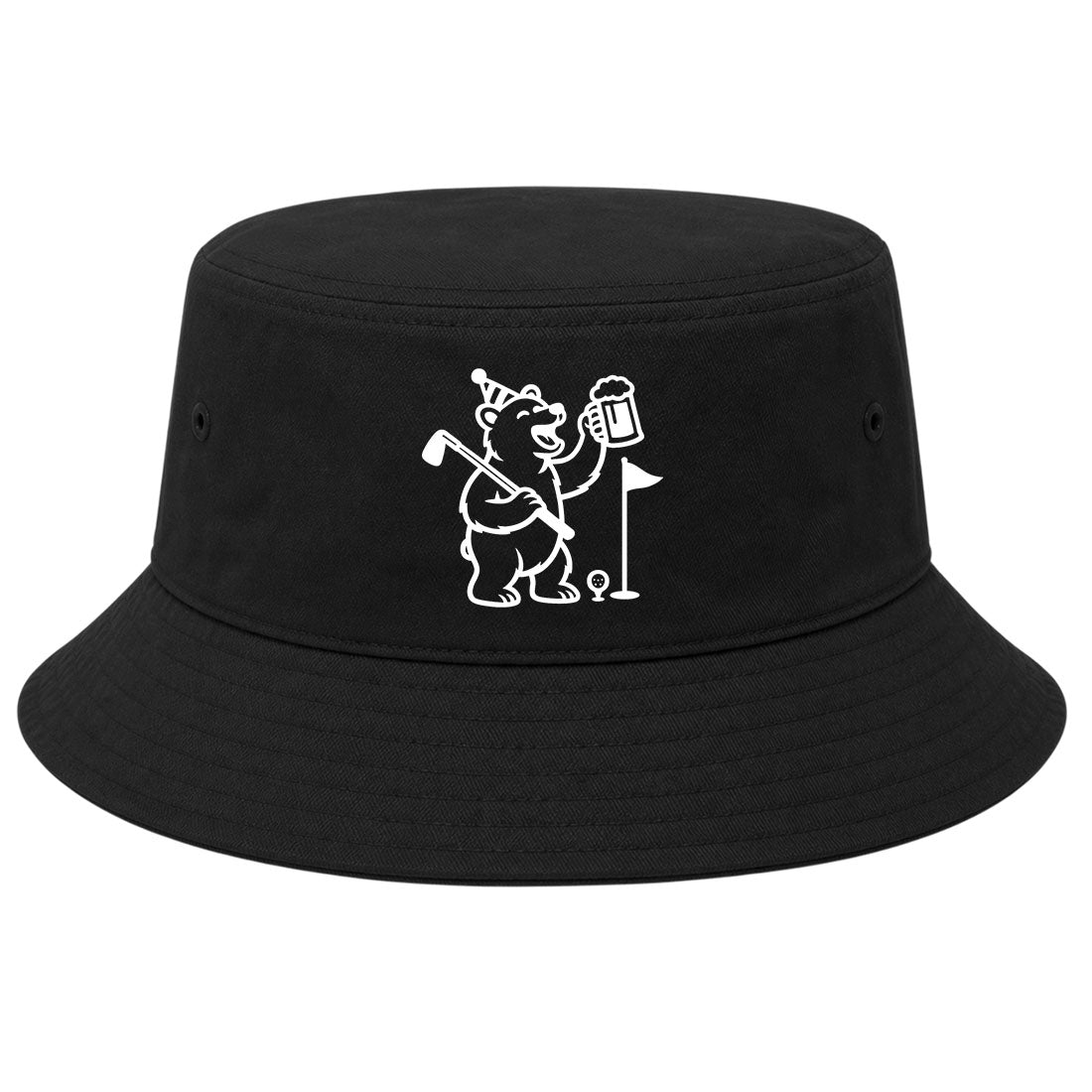 Black Party Animal Bear And Beer Golf Bucket Hat