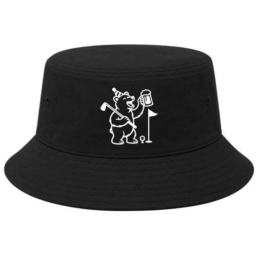 Black Party Animal Bear And Beer Golf Bucket Hat