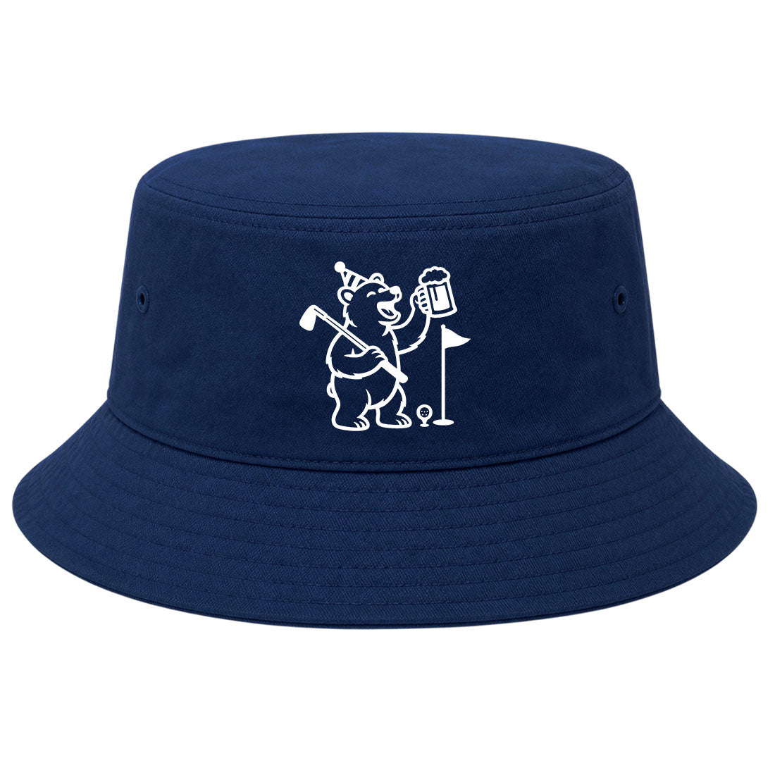 Navy Party Animal Bear And Beer Golf Bucket Hat