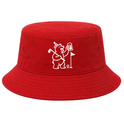 Red Party Animal Bear And Beer Golf Bucket Hat