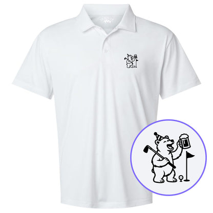 White Party Animal Bear And Beer Men's Golf Polo Shirt