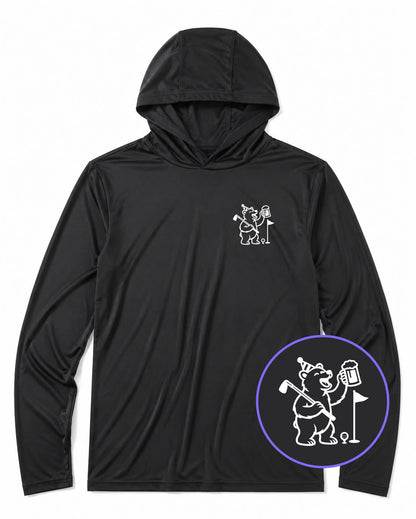 Black Party Animal Bear And Beer Men's Lightweight Performance Golf Hoodie