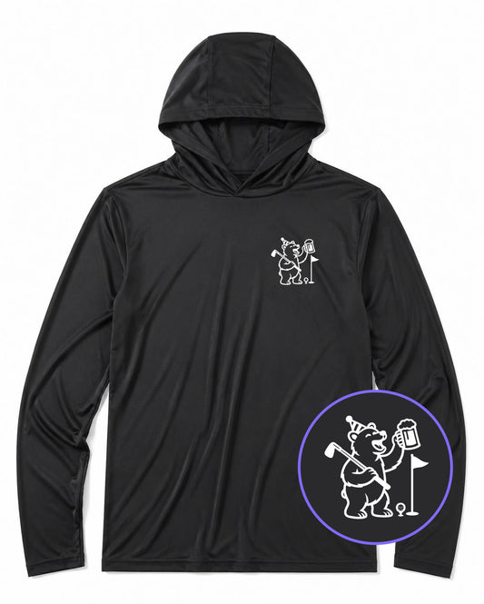 Black Party Animal Bear And Beer Men's Lightweight Performance Golf Hoodie