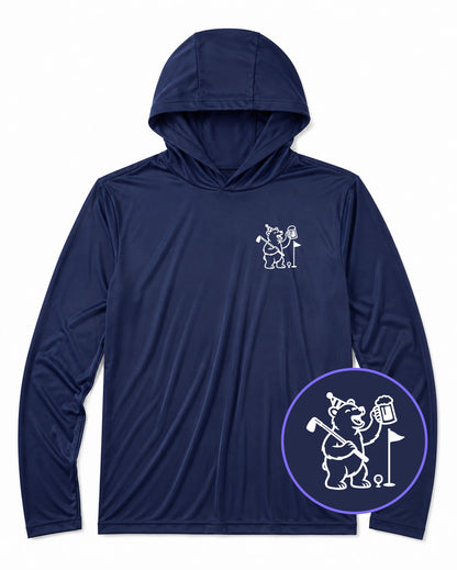 Navy Blue Party Animal Bear And Beer Men's Lightweight Performance Golf Hoodie