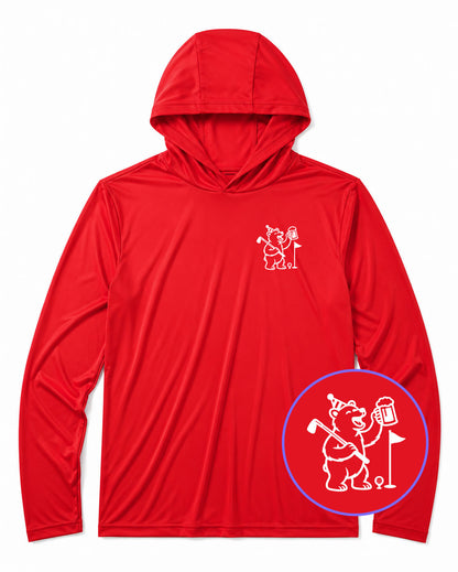 Red Party Animal Bear And Beer Men's Lightweight Performance Golf Hoodie