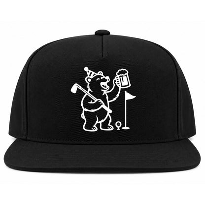 Black Party Animal Bear And Beer Golf Snapback Hat